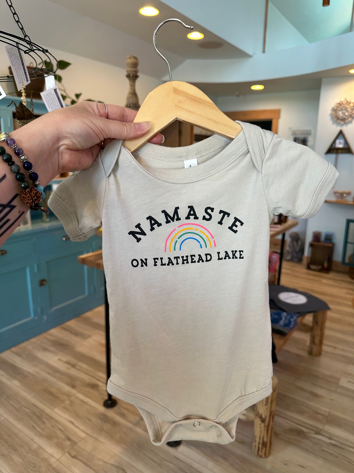 Baby Namaste on Flathead Lake Onesie