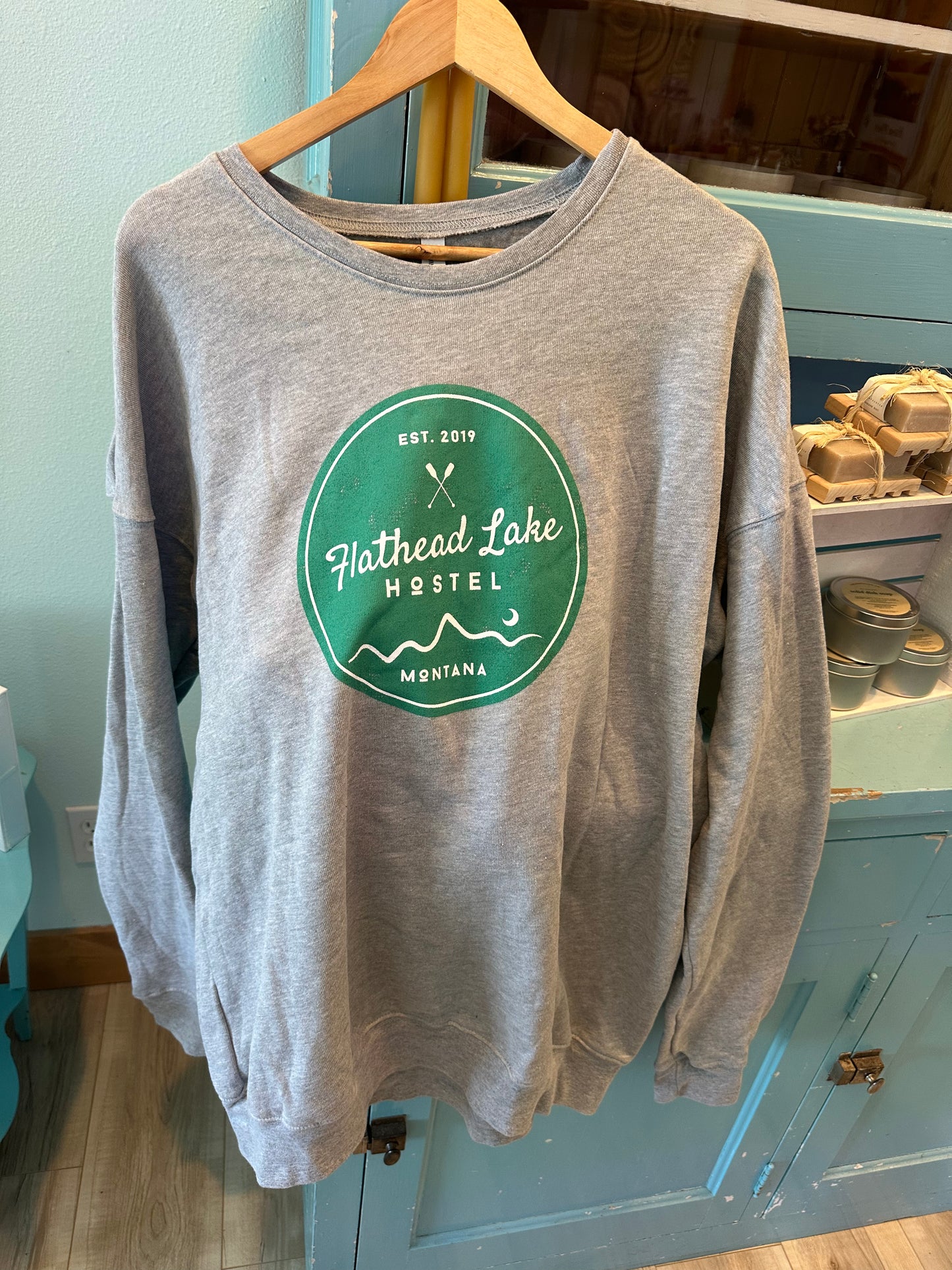 Flathead Lake Hostel Sweatshirt (Light Gray)