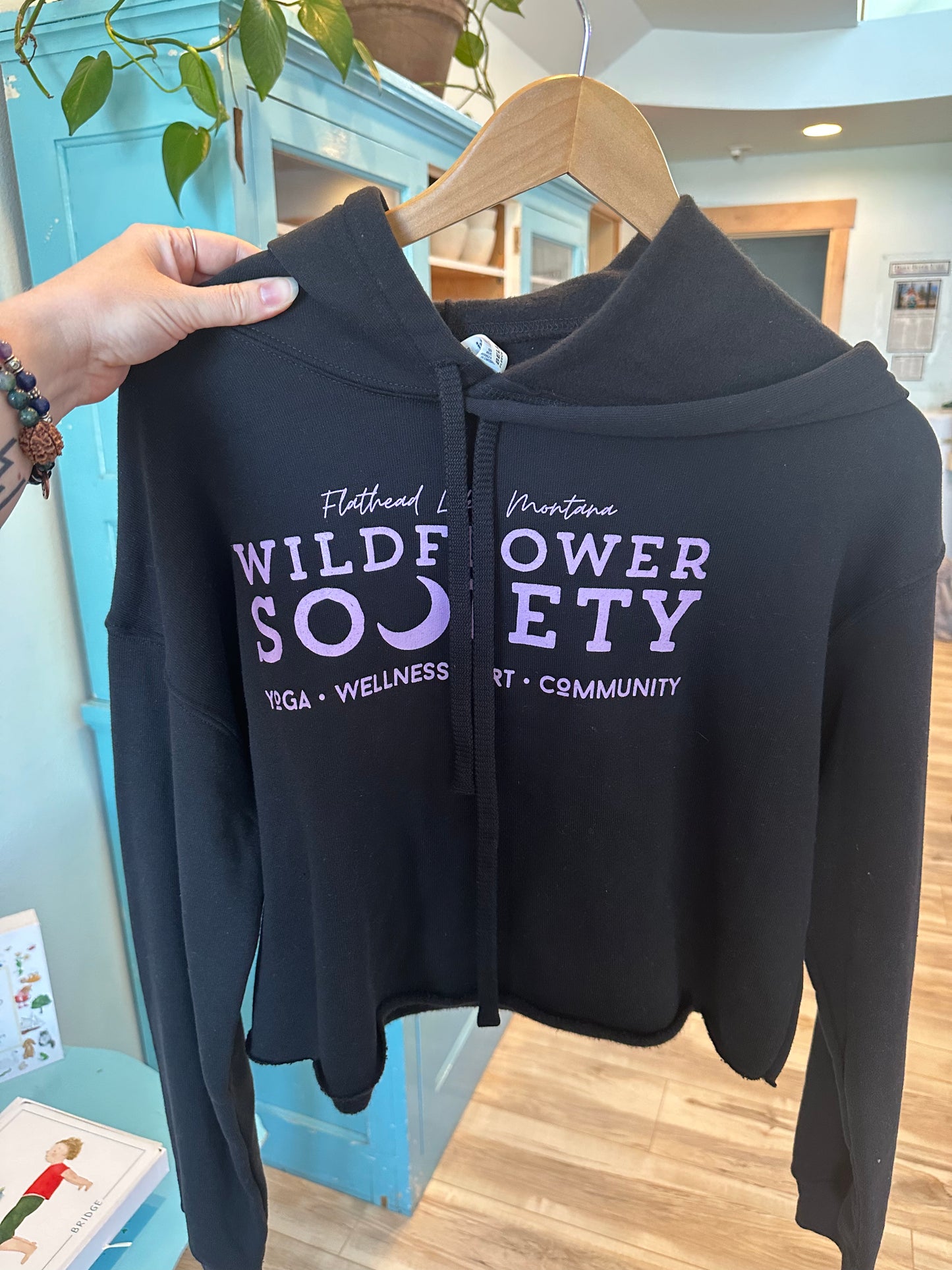 Wildflower Society Cropped Black Hoodie