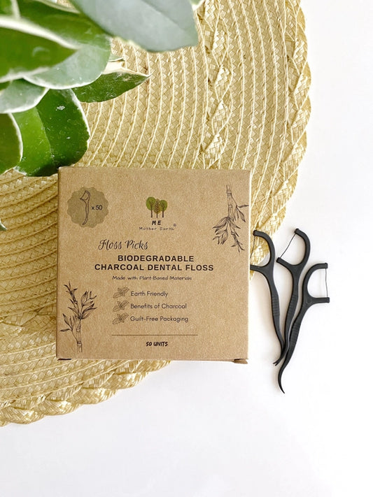 Biodegradable Charcoal Dental Floss Picks