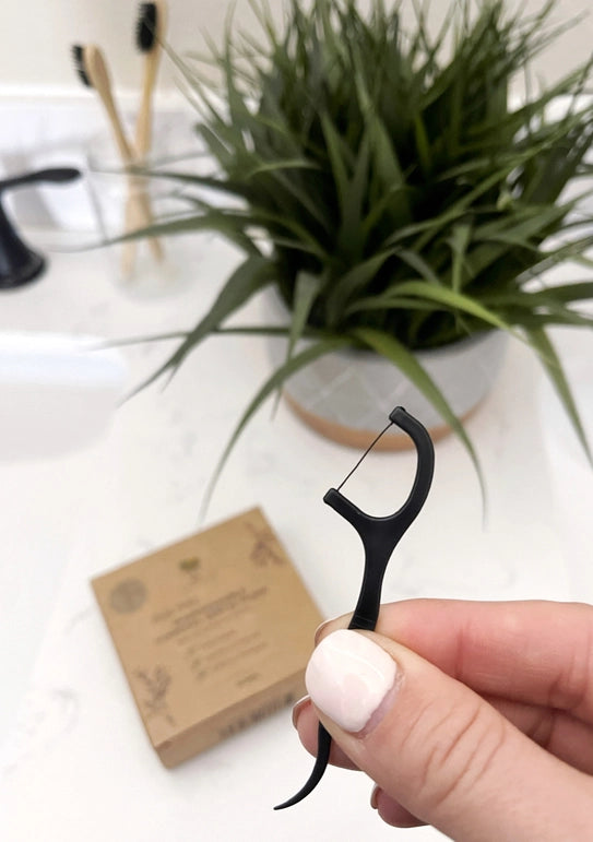 Biodegradable Charcoal Dental Floss Picks