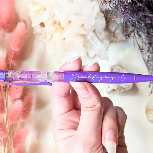 Manifesting Magic Pen - Clear Quartz, Fluorite, Leaves