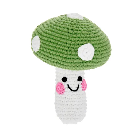 Friendly Plush Mushroom Rattle - Green