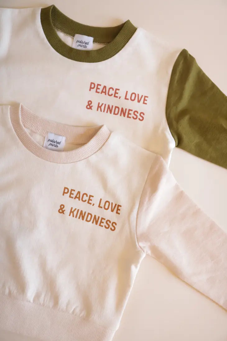 Peace Love Kindness Organic Pullover - Green