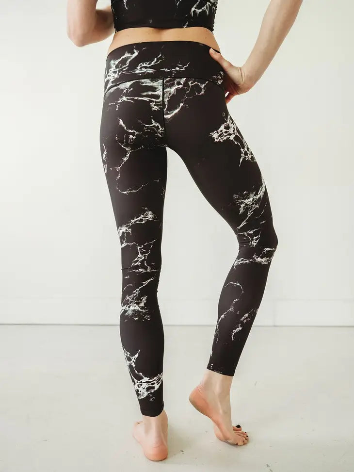 Black Marble Yoga Pants